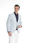İntersivin Slim Fit Yarım Astarlı Mendilli Erkek Yazlık Blazer Tek Ceket