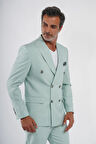 İntersivin Slim Fir Jogger Pantolonlu  Erkek Mint Kruvaze Takım Elbise