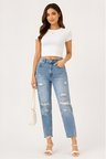 Lili Woman Kadın Yüksek Bel Yırtık Detaylı Mom Fit Jean Pantolon TY.YJN01