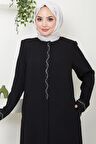 Desita Taş Detaylı Ferace Siyah HM2469