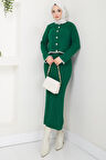 Çoban Dikişli Hırka ve Jile Triko Takım Zümrüt HM2613