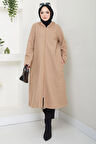 Fermuarlı Kapüşonlu Kap Camel HM2636