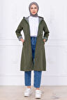Çizgi Detaylı Trençkot Haki HM2283