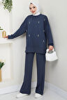 Taş Detaylı İkili Takım İndigo HM2665