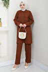 Çift Cepli Gömlekli İkili Takım Kahverengi HM2685