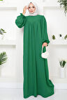 Büzgülü Robalı Elbise Yeşil HM2501