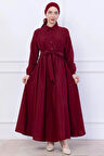 Kuşaklı Mevlana Elbise Bordo HM2105
