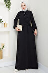 Yandan Bağlamalı Ayrobin Elbise Siyah HM2729