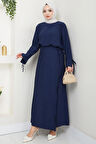 Bağcık Detaylı Etekli Takım Lacivert HM2724