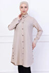 Düğme Detaylı Tunik Bej HM2737