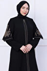 Nakış Detaylı Ferace Siyah HM2733