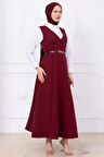 Kemerli Düğmeli Jile Bordo HM2741