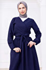 Bağlamalı Etekli Takım Lacivert HM2752