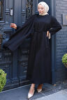 Şal Detaylı Elbise Siyah HM2792