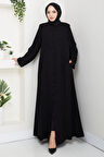 Kolu Pensli Düğmeli Ferace Siyah HM2861