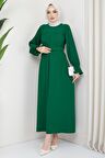 Kolu Piliseli Robalı Aerobin Elbise Zümrüt
