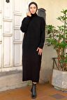Fitilli Triko Elbise Siyah HM2247