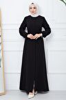 Gizli Patlı Kuşaklı Ferace Siyah HM2361