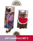 Eastland Matatabive Catnipli Peluş Fare ve Şekerli-Hışırtılı Peluş Karpuz Oyuncak 2'li Set
