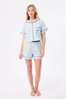 MARISILK™ SEASTRIPE Kadın Yazlık Şortlu Crop Gömlekli Pijama & Lounge Takımı