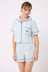 MARISILK™ Kadın Yazlık Şortlu Crop Gömlekli Pijama & Lounge Takımı