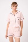 MARISILK™ Kadın Yazlık Şortlu Crop Gömlekli Pijama & Lounge Takımı