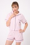 MARISILK™ Kadın Yazlık Şortlu Crop Gömlekli Pijama & Lounge Takımı 