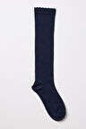 Pamuklu Dizaltı Çocuk Çorap Lacivert