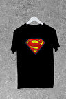 Kaliteli Penye Erkek Çocuk Baskılı Siyah Tshirt 5 6 7 8 9 10 11 12 13 14 yaş Superman