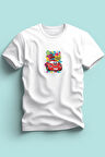 Maki Home Erkek Çocuk  Kırmızı Araba Baskılı Beyaz Tshirt 5 6 7 8 9 10 11 12 13 14 yaş tişört