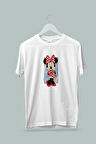 Maki Home Kız Çocuk Mini Mouse Baskılı Beyaz Tshirt 5 6 7 8 9 10 11 12 13 14 yaş