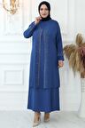Amine Hüma Filiz Tesettür Abiye İndigo