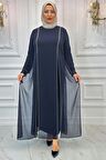 Amine Hüma Lavin Tesettür Abiye Lacivert