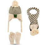 Kitti 4-8 Yaş Erkek Çocuk Atkı Bere Eldiven 3'lü Takım