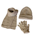 Kitti 4-8 Yaş Unisex Çocuk Atkı Bere Eldiven 3'lü Takım