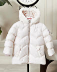 Kız Bebek Kapüşonlu Fermuarlı Şişme Mont 51351
