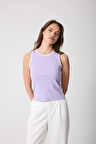Kadın Lila Halter Yaka Nakış Detaylı Bluz - 2512