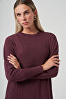 Nuss 509 Desenli Triko Elbise Bordo