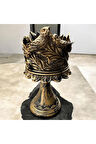 Dekoratif Polyester Kuşlu Ayaklı Şamdan Mumluk Gold Eskitme 23X11X10 cm