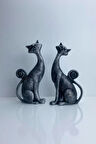 Dekoratif Ikili Kedi Biblo Obje Heykel Ev Ve Ofis Dekorasyon Aksesuar