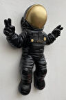 Dekoratif Astronot Apollo Duvar Heykeli (47x35cm) Siyah