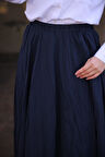Beli Lastikli Kırışık Detaylı Uzun Etek - 71258.015 - Lacivert