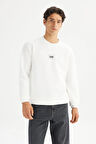 Bisiklet Yaka Sweatshirt Off White
