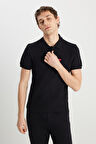 Erkek Regular Fit Polo T-shirt Black