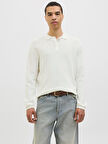 JJEGEORGE KNIT POLO LS SN Cloud Dancer