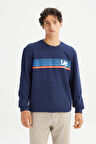Erkek Baskılı Sweatshirt DarKNavy