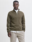 JPRBLAMILANO STITCH KNIT HALF ZIP SN Stone Gray
