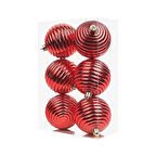 6'Lı Top 5 cm Yatay Desenli Parlak Kırmızı