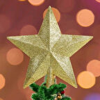 18 cm Yılbaşı Ağacı Tepeliği Altın Renk