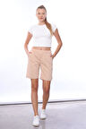 X Serüven %100 Pamuk kadın Bej 2 iplik cepli şort